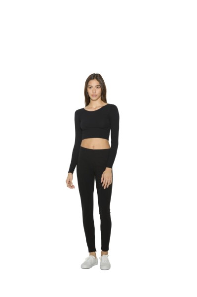NŐI PAMUT SPANDEX JERSEY HOSSZÚ UJJÚ RÖVID FAZONÚ TOP Szürke 