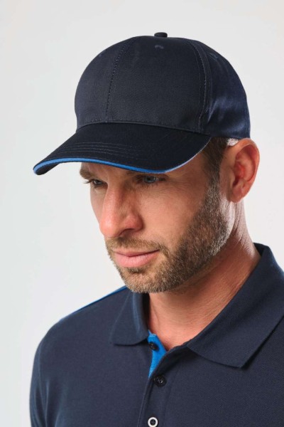 OEKOTEX CERTIFIED 6 PANELS CAP WITH SANDWICH PEAK Kék 