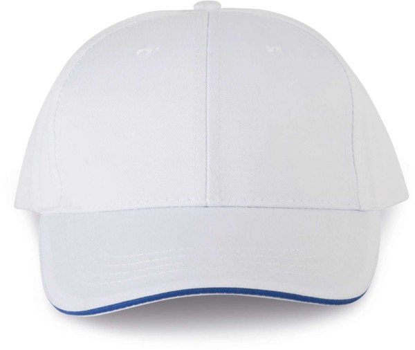 OEKOTEX CERTIFIED 6 PANELS CAP WITH SANDWICH PEAK Fehér 