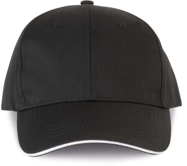 OEKOTEX CERTIFIED 6 PANELS CAP WITH SANDWICH PEAK Fekete 
