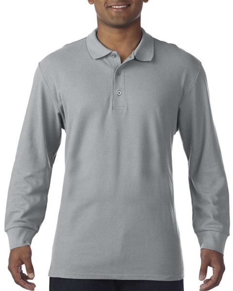 PREMIUM COTTON® ADULT LONG SLEEVE DOUBLE PIQUÉ POLO Szürke 