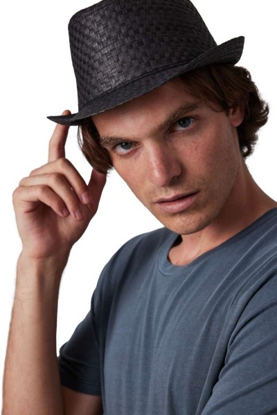 RETRO PANAMA - STYLE STRAW HAT Fekete 