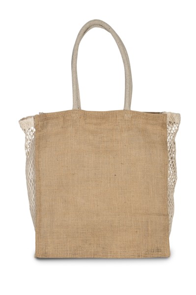 SHOPPING BAG WITH MESH GUSSET Kék 