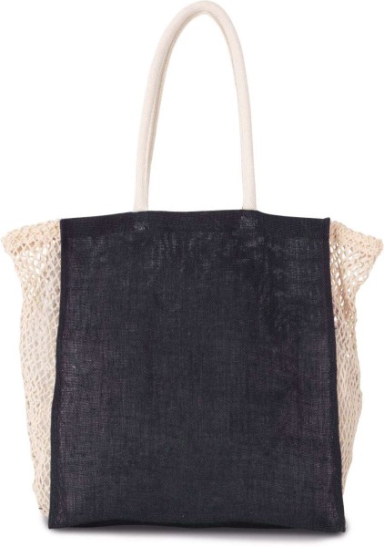 SHOPPING BAG WITH MESH GUSSET Kék 