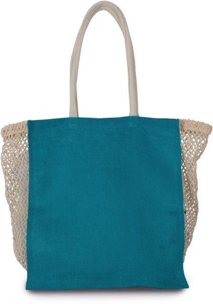 SHOPPING BAG WITH MESH GUSSET Kék 