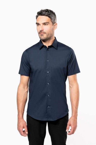 SHORT-SLEEVED COTTON/ELASTANE SHIRT Fekete 