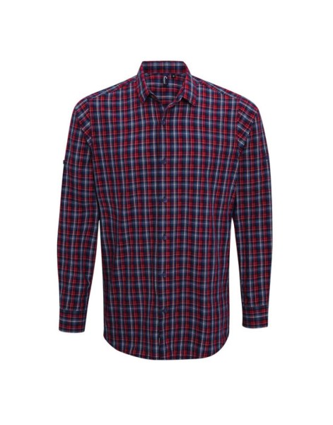 'SIDEHILL' CHECK - MEN'S LONG SLEEVE COTTON SHIRT Kék 