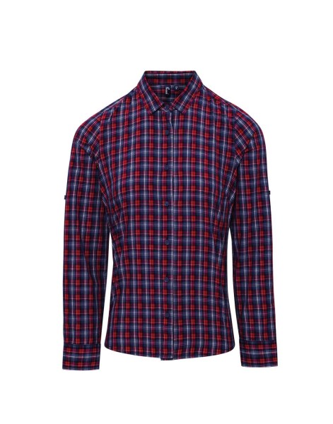 'SIDEHILL' CHECK - WOMEN'S LONG SLEEVE COTTON SHIRT Kék 