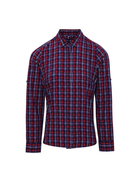 'SIDEHILL' CHECK - WOMEN'S LONG SLEEVE COTTON SHIRT Kék 