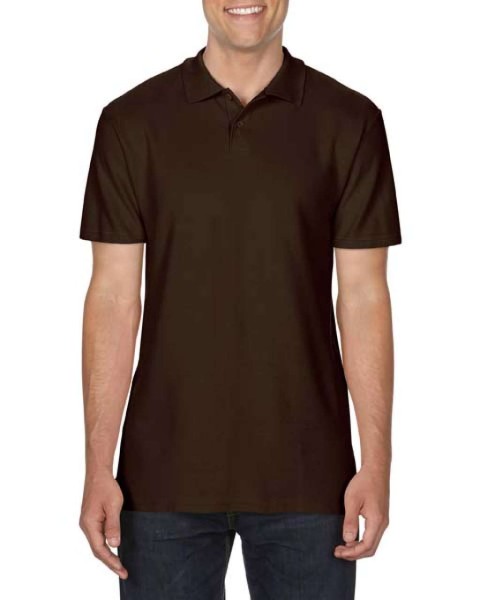 SOFTSTYLE® ADULT DOUBLE PIQUÉ POLO Barna 