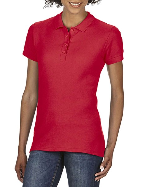 SOFTSTYLE® LADIES' DOUBLE PIQUÉ POLO Piros 
