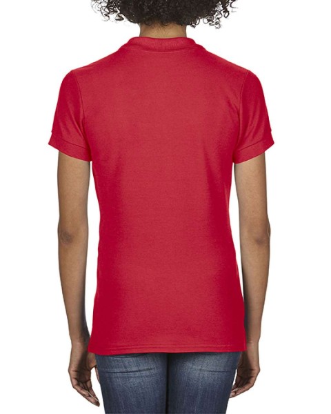 SOFTSTYLE® LADIES' DOUBLE PIQUÉ POLO Piros 