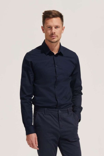 SOL'S BLAKE MEN - LONG SLEEVE STRETCH SHIRT Fekete 
