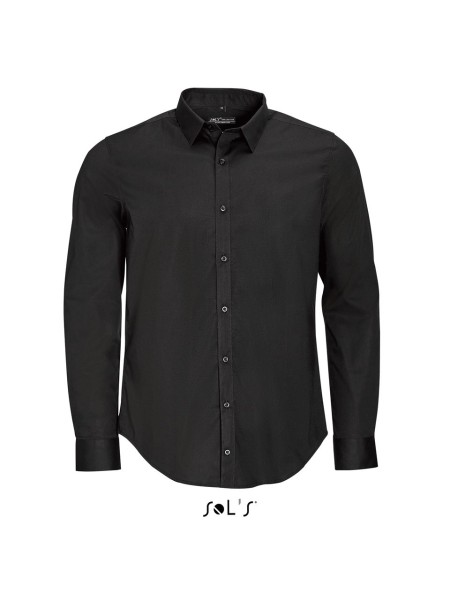 SOL'S BLAKE MEN - LONG SLEEVE STRETCH SHIRT Fekete 