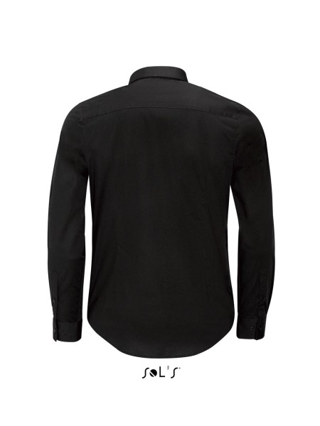 SOL'S BLAKE MEN - LONG SLEEVE STRETCH SHIRT Fekete 