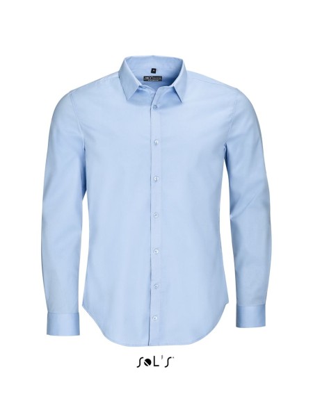 SOL'S BLAKE MEN - LONG SLEEVE STRETCH SHIRT Kék 