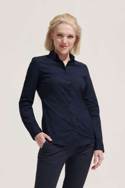 SOL'S BLAKE WOMEN - LONG SLEEVE STRETCH SHIRT Fekete 