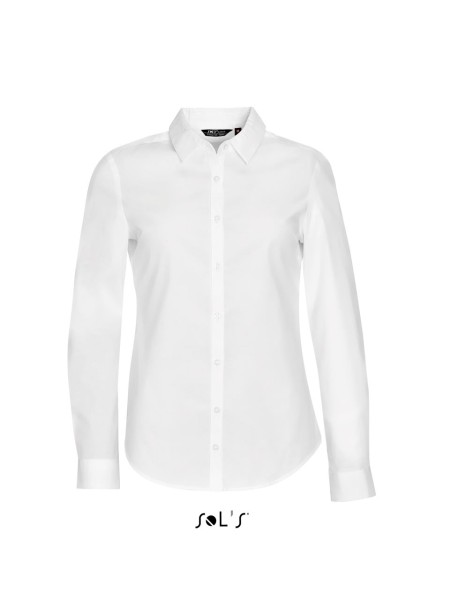 SOL'S BLAKE WOMEN - LONG SLEEVE STRETCH SHIRT Fehér 