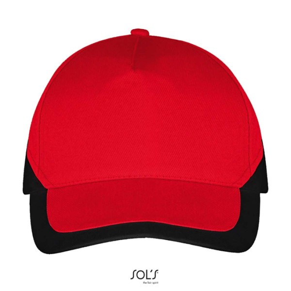 SOL'S BOOSTER - 5 PANEL CONTRASTED CAP Piros 