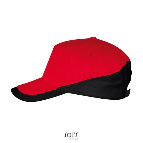 SOL'S BOOSTER - 5 PANEL CONTRASTED CAP Piros 