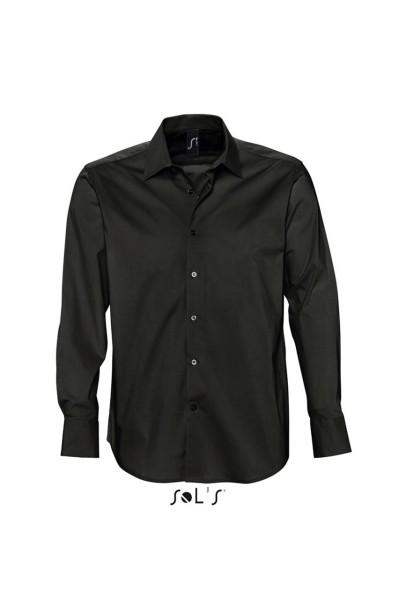 SOL'S BRIGHTON - LONG SLEEVE STRETCH MEN'S SHIRT Fekete 