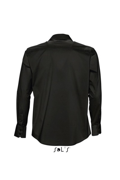 SOL'S BRIGHTON - LONG SLEEVE STRETCH MEN'S SHIRT Fekete 