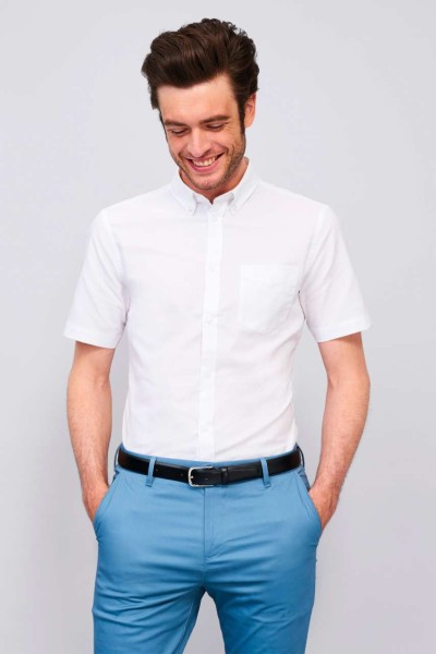 SOL'S BRISBANE FIT - SHORT SLEEVE OXFORD MEN'S SHIRT Kék 