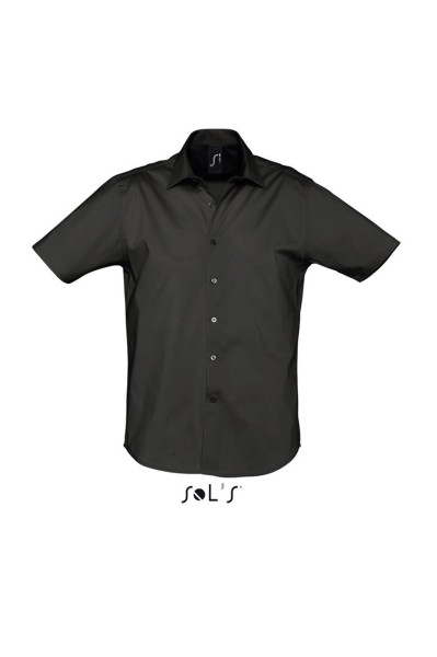 SOL'S BROADWAY - SHORT SLEEVE STRETCH MEN'S SHIRT Fekete 