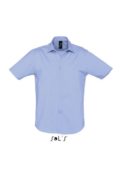 SOL'S BROADWAY - SHORT SLEEVE STRETCH MEN'S SHIRT Kék 