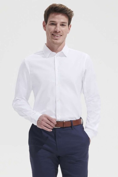 SOL'S BRODY MEN - HERRINGBONE SHIRT Kék 