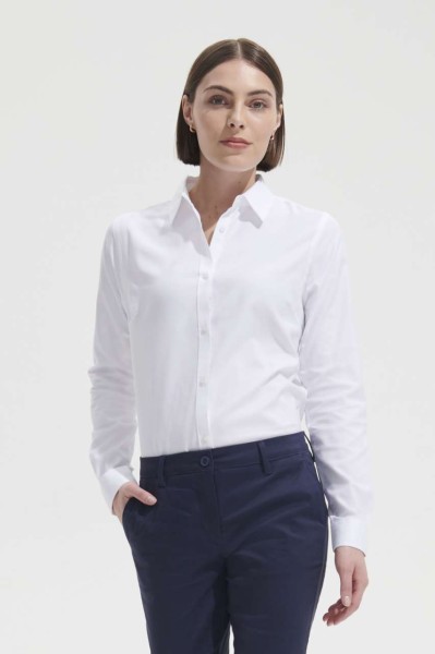 SOL'S BRODY WOMEN - HERRINGBONE SHIRT Fehér 