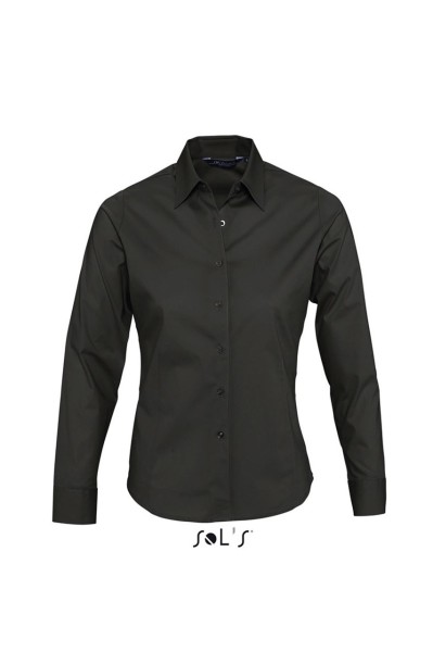 SOL'S EDEN - LONG SLEEVE STRETCH WOMEN'S SHIRT Fekete 