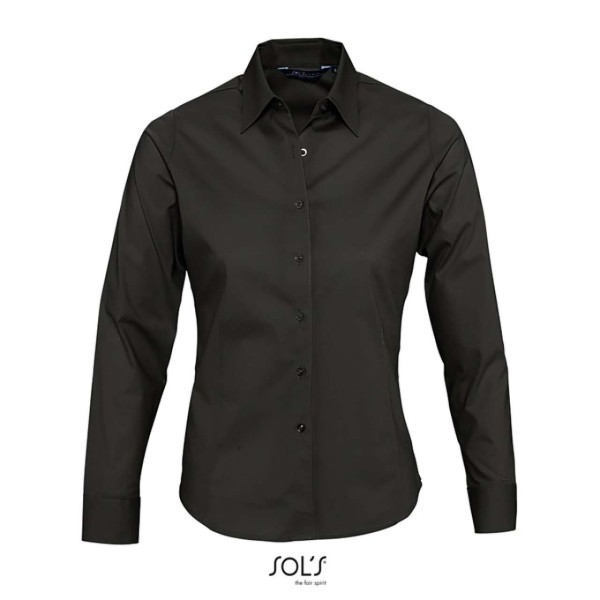 SOL'S EDEN - LONG SLEEVE STRETCH WOMEN'S SHIRT Fekete 