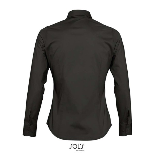 SOL'S EDEN - LONG SLEEVE STRETCH WOMEN'S SHIRT Fekete 