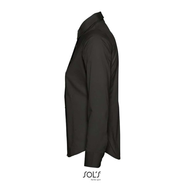SOL'S EDEN - LONG SLEEVE STRETCH WOMEN'S SHIRT Fekete 