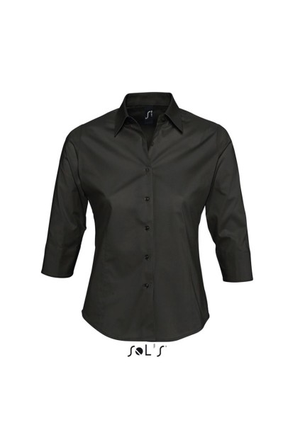 SOL'S EFFECT - 3/4 SLEEVE STRETCH WOMEN'S SHIRT Fekete 