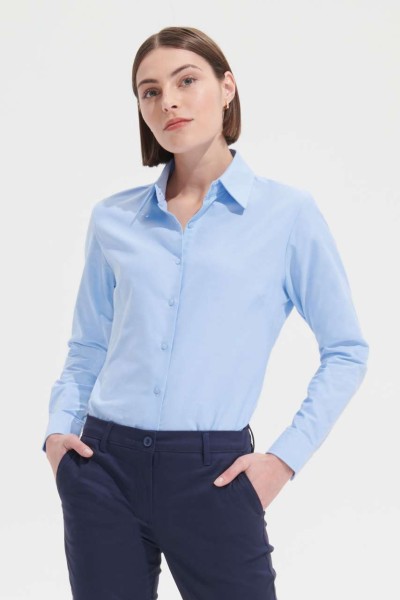 SOL'S EMBASSY - LONG SLEEVE OXFORD WOMEN'S SHIRT Kék 