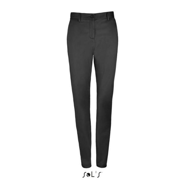 SOL'S JARED WOMEN - SATIN STRETCH TROUSERS Fekete 