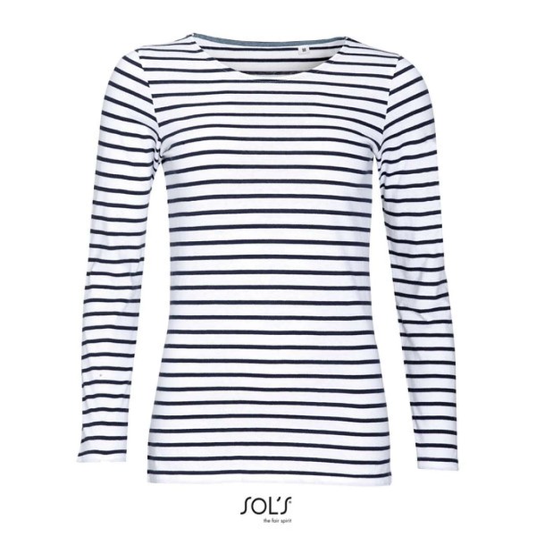 SOL'S MARINE WOMEN - HOSSZÚ UJJÚ CSÍKOS PÓLÓ Fehér 