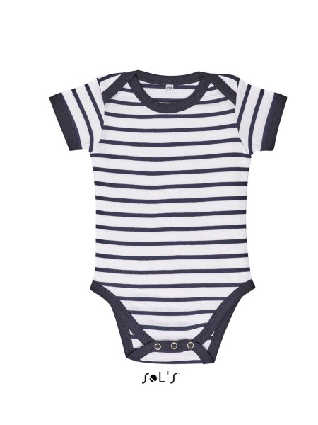 SOL'S MILES BABY - STRIPED BODYSUIT Fehér 