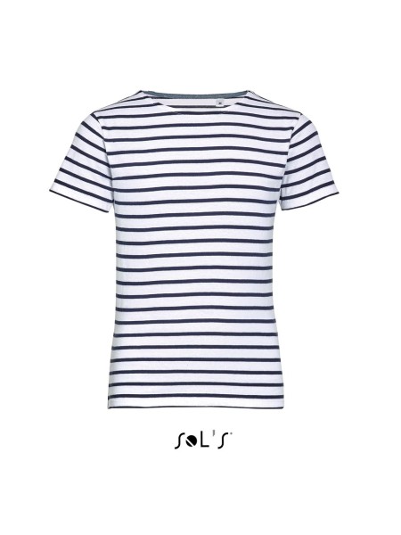 SOL'S MILES KIDS' - ROUND NECK STRIPED T-SHIRT Fehér 