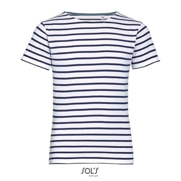 SOL'S MILES KIDS' - ROUND NECK STRIPED T-SHIRT Fehér 