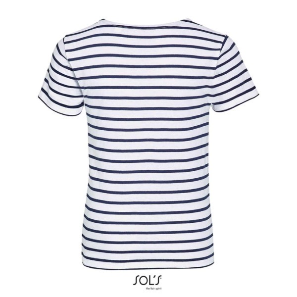 SOL'S MILES KIDS' - ROUND NECK STRIPED T-SHIRT Fehér 