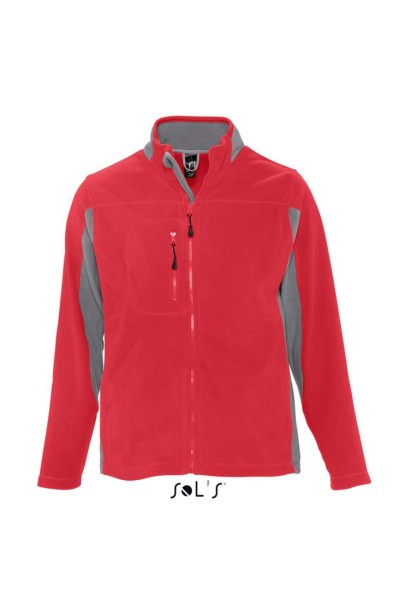 SOL'S NORDIC - MEN’S TWO-COLOUR ZIPPED FLEECE JACKET Piros 