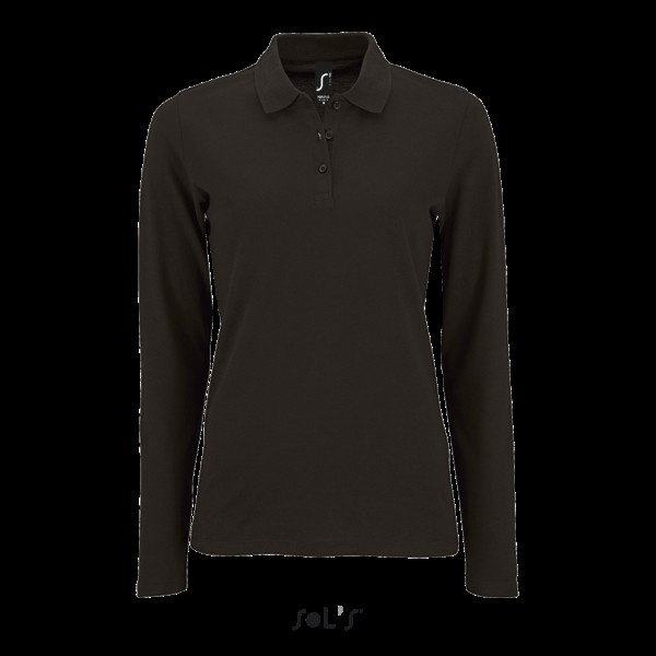 SOL'S PERFECT LSL WOMEN - LONG-SLEEVE PIQUÉ POLO SHIRT Fekete 