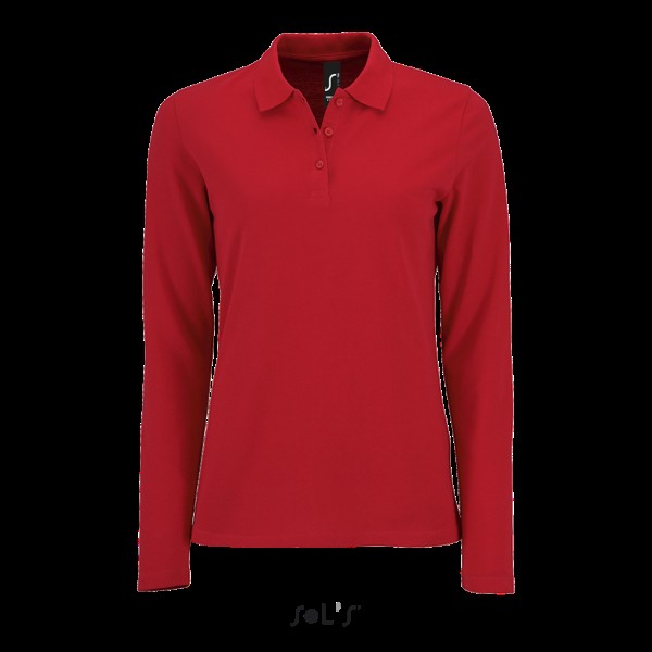 SOL'S PERFECT LSL WOMEN - LONG-SLEEVE PIQUÉ POLO SHIRT Piros 