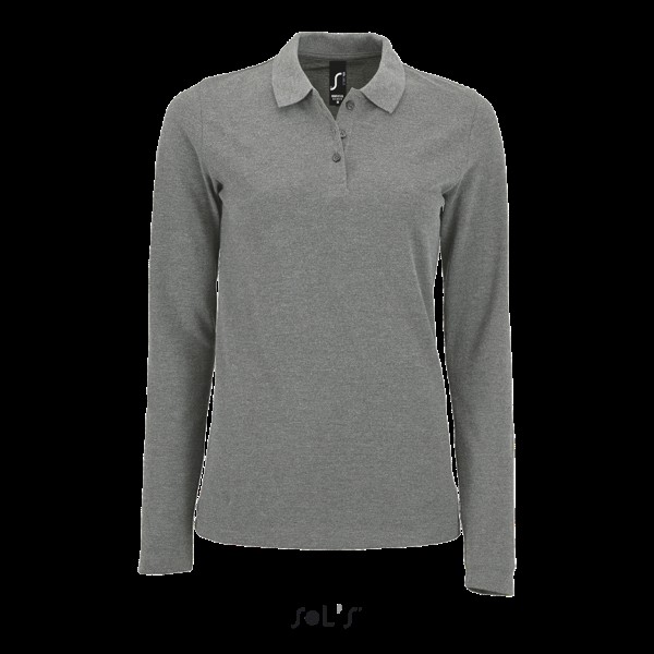 SOL'S PERFECT LSL WOMEN - LONG-SLEEVE PIQUÉ POLO SHIRT Szürke 