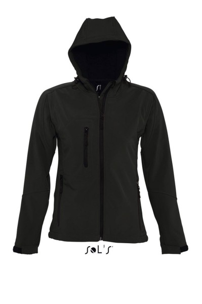 SOL'S REPLAY WOMEN - HOODED SOFTSHELL Fekete 