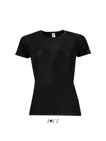 SOL'S SPORTY WOMEN - RAGLAN SLEEVED T-SHIRT Fekete 