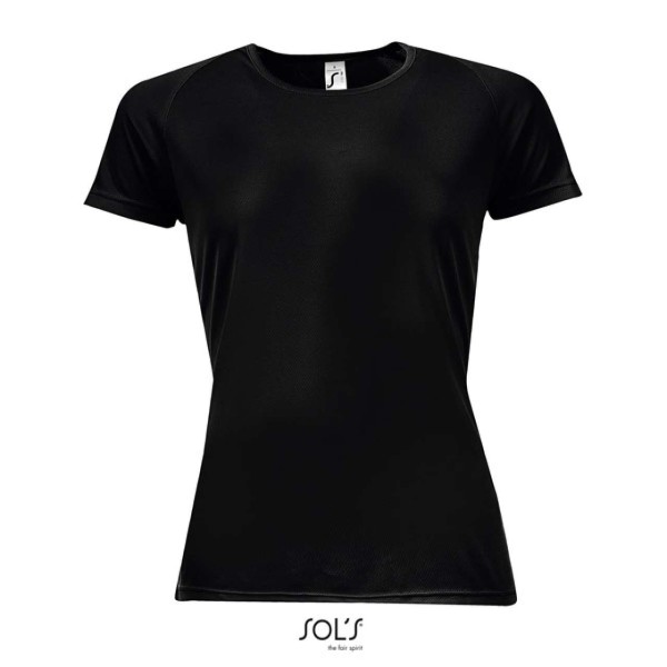 SOL'S SPORTY WOMEN - RAGLAN SLEEVED T-SHIRT Fekete 
